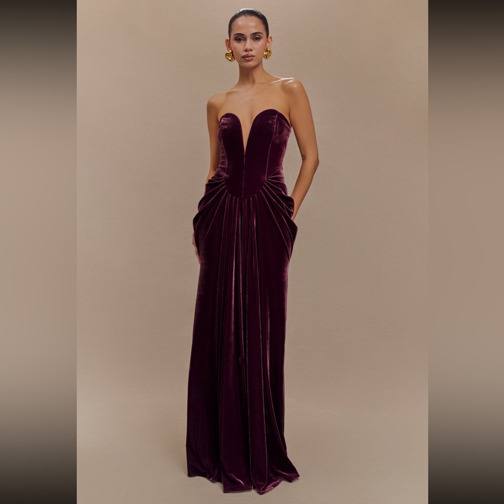 Paige Strapless Velvet Maxi Dress - Plum
